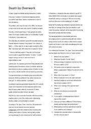 English Worksheet: Death By Overwork