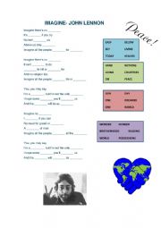 English Worksheet: imagine song