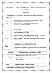 English Worksheet: Lesson 11 Life without Parents: Lessson Plan