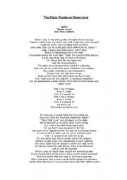 English Worksheet: The Color Purple vs Same Love 