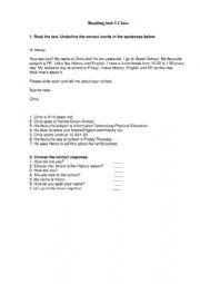 English Worksheet: Reading test