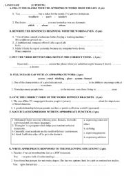 English worksheet: language