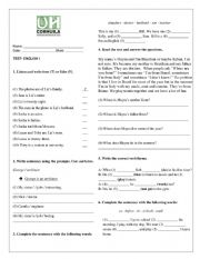 English Worksheet: English I Test