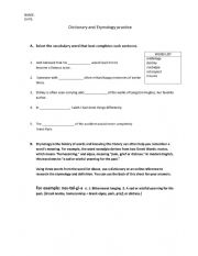 English Worksheet: Dictionary and Etymology practice