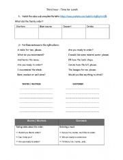 English Worksheet: Time for lunch - at the restaurant activities 