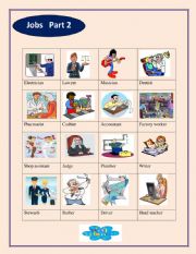 English Worksheet: jobs pictionary