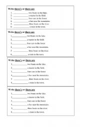 English Worksheet: there is/are