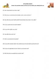 English Worksheet: My Eating Habits