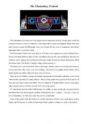 The Glastonbury Festival - reading comprehension
