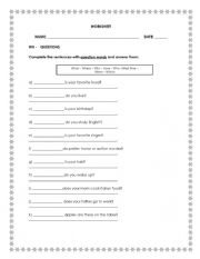 English Worksheet: Wh - questions, nationalities, comparatives