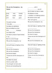 English Worksheet: We are the Champions lyrics