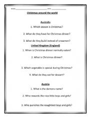 English Worksheet: Christmas around the world