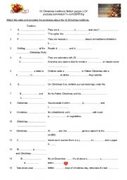 English Worksheet: video about British Christmas traditions
