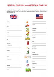 English Worksheet: British English vs American English