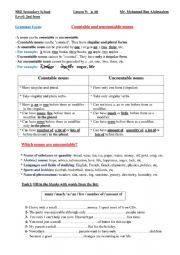 English Worksheet: countable and uncountable nouns
