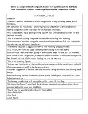 English Worksheet: LETTER OF COMPLAINT ARRANGEMENT ACTIVITY