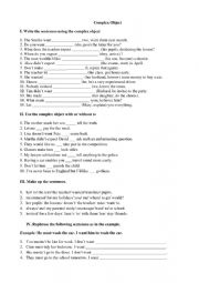 English Worksheet: Complex Object