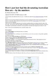 English Worksheet: Australia Fires Numbers