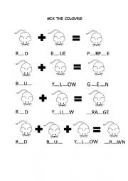 English Worksheet: Colours (mixing)