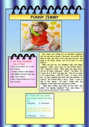 English Worksheet: reading comprehension :a funny story