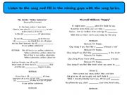English Worksheet: Fill the lyrics of these two songs