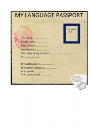 English Worksheet: My language passport