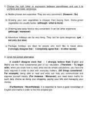 English Worksheet: work on linkers