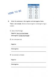 English Worksheet: VERB TO BE