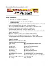 English Worksheet: TV Series - Listening Malcolm in the middle - Pilot