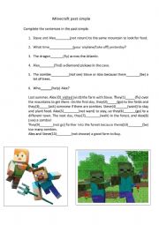 English Worksheet: Minecraft past simple