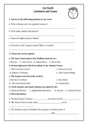 English Worksheet: Our Earth