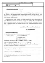 English Worksheet: 8th form Comprehensive test N° 3