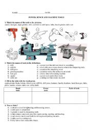 English Worksheet: Hand tools and power tools test