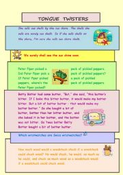 English Worksheet: Tongue Twisters