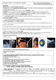 English Worksheet: the solar system