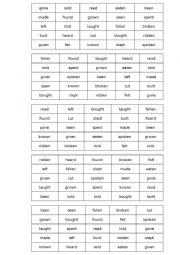 English Worksheet: Irregular Verbs Bingo