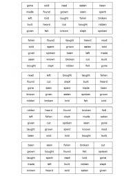 English Worksheet: Irregular Verbs Bingo