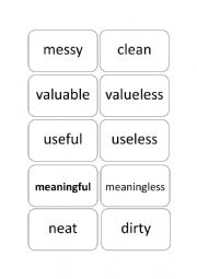 match the opposite adjectives for items