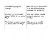 English Worksheet: Question Cards- Tourism