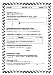 Mid term Test 2  9th Form