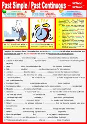 PAST SIMPLE and CONTINUOUS with WHEN and WHILE + practice + KEY