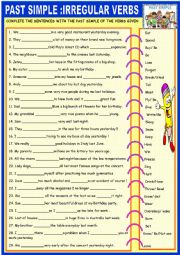 English Worksheet: Past simple  irregular verbs with KEY