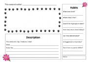 English Worksheet: Design your fantastic animal
