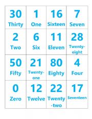 English Worksheet: Bingo numbers