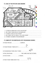 English Worksheet: THE HOUSE - THERE IS, THERE ARE
