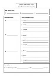 English Worksheet: Compare and Contrast Brainstorming Worksheet: iPhone vs Galaxy