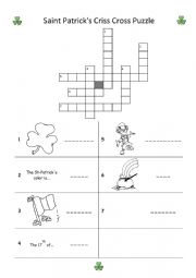 English Worksheet: St-Patrick crosswords