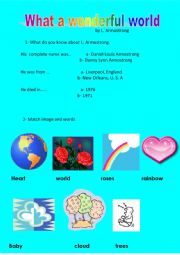 English Worksheet: what-a-wonderful-world-song