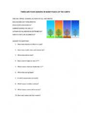 English Worksheet: THERE ARE FOUR SEASONS IN MANY PLACES OF THE EARTH