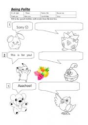 English Worksheet: Being Polite -  Polite 